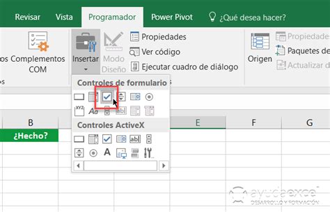 como poner check en excel|Usar casillas en Excel